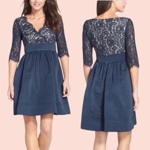 Eliza J lace and faille cocktail dress